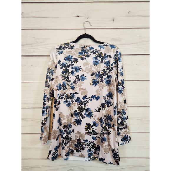 Pure J. Jill Women's Pink Floral Long Sleeve Round Neck Tunic Blouse Size Small - Picture 2 of 6